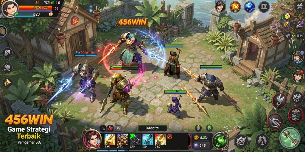 Screenshot gameplay 456WIN menunjukkan aksi pertempuran SLG yang mengesankan.