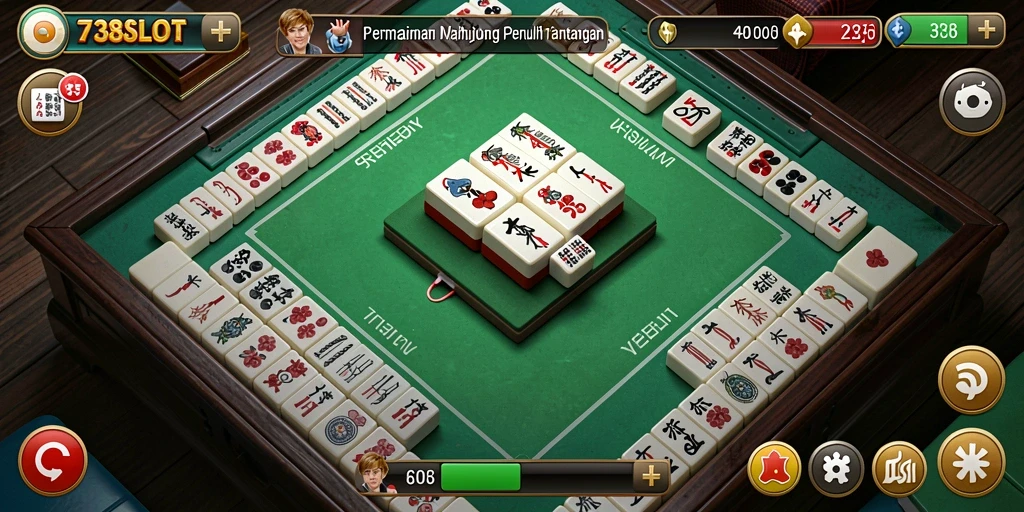 Tampilan permainan Mahjong yang menarik di 738SLOT.