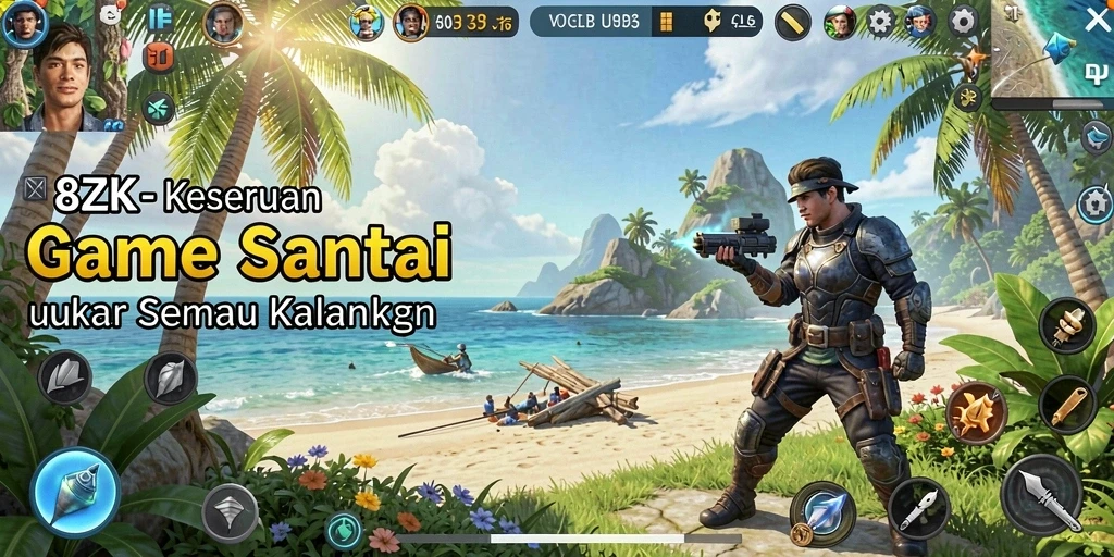 Tangkapan layar gameplay 8ZK yang menarik dan penuh warna.