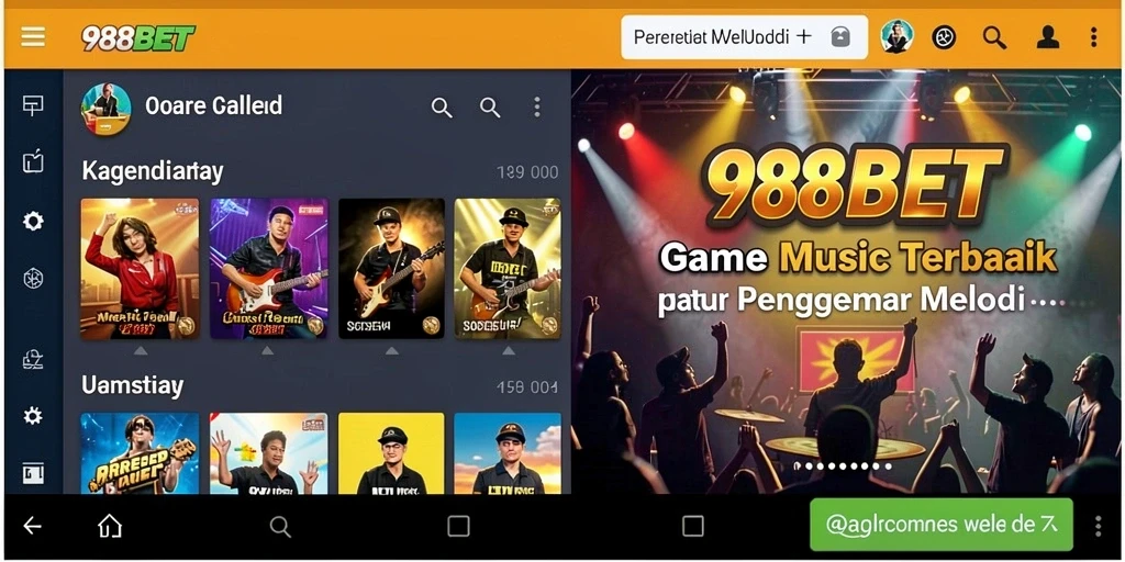 Tangkapan layar <strong>988BET</strong> menampilkan pengalaman bermain musik yang seru dan interaktif.
