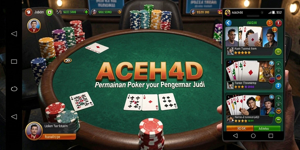 Tampilan gameplay utama ACEH4D dengan suasana poker yang mendebarkan.