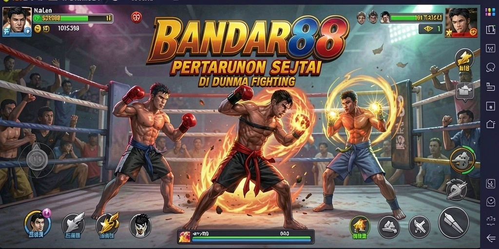Tampilan gameplay BANDAR88 yang intens dalam pertarungan Fighting.