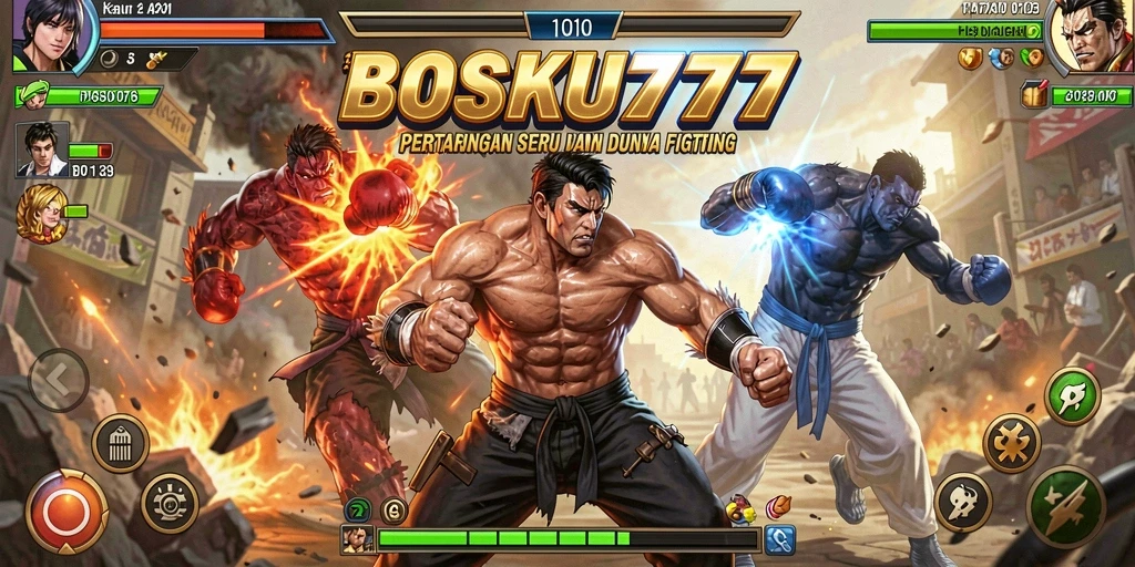 Gameplay menegangkan dengan karakter Fighting beraksi.