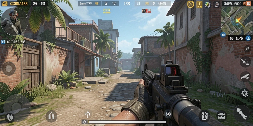 Tampilan gameplay seru CORLA188 dengan aksi TPS yang mendebarkan.