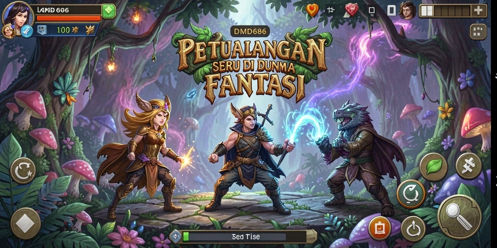 Screenshot gameplay DMD686 menampilkan petualangan menakjubkan di dunia yang luas.