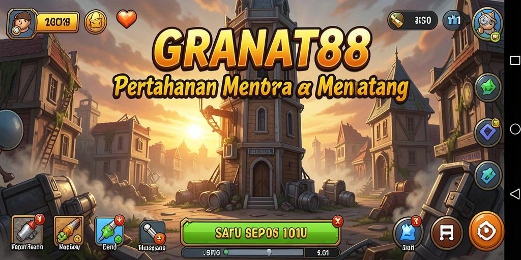 Tampilan gameplay menara pertahanan yang menegangkan di GRANAT88.