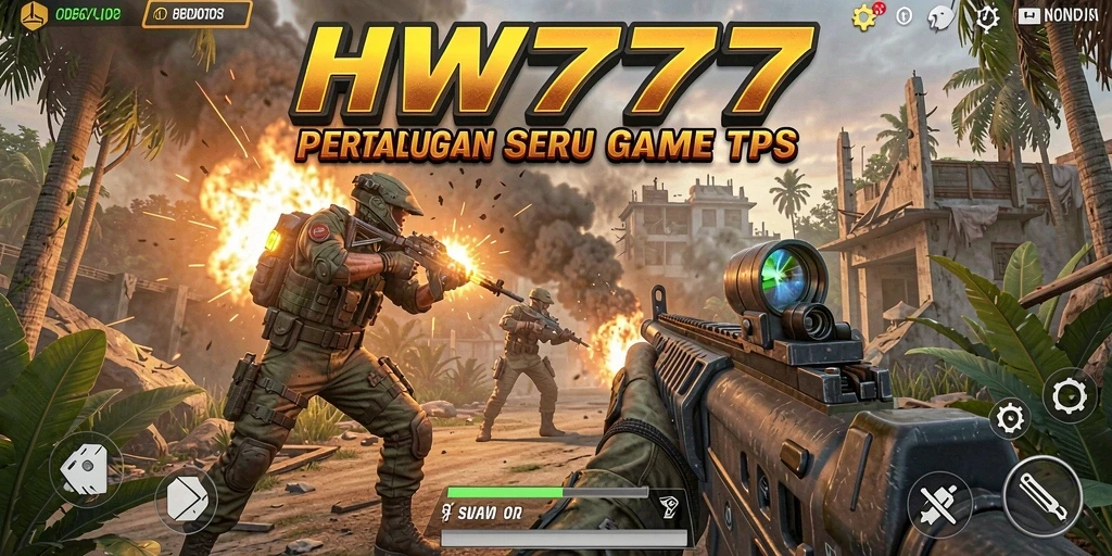 Screenshot gameplay HW777 yang menampilkan aksi tembak-menembak seru.