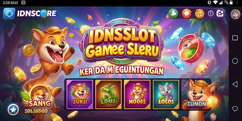 Screenshot permainan Slot IDNSCORE yang menarik dan penuh warna.