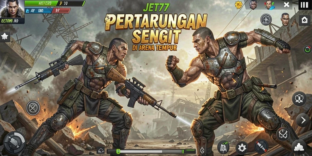 Tampilan aksi seru dalam pertarungan di JET77