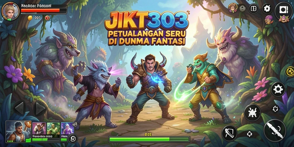 Screenshot menunjukkan aksi seru dalam game petualangan JKT303.