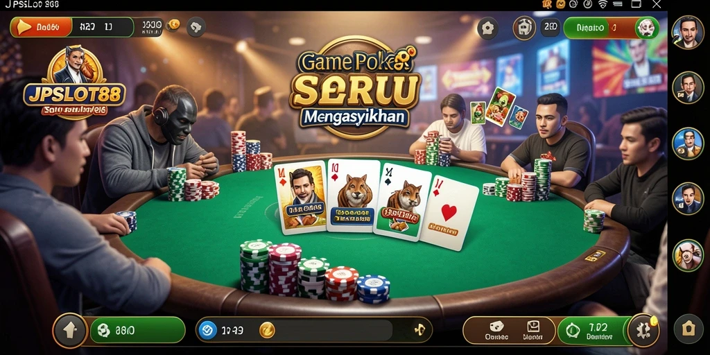 Tampilan gameplay menegangkan dari JPSLOT88 saat bermain Poker.