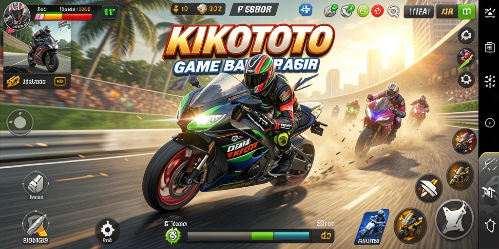 Tangkapan layar KIKOTOTO menampilkan aksi balap motor yang seru dan mendebarkan.