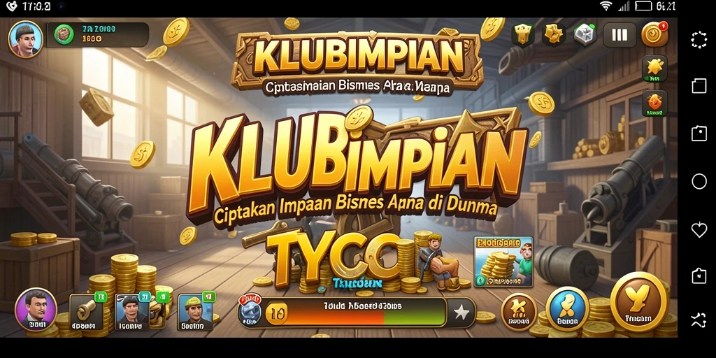 Tangkapan layar gameplay KLUBIMPIAN yang menampilkan manajemen bisnis.