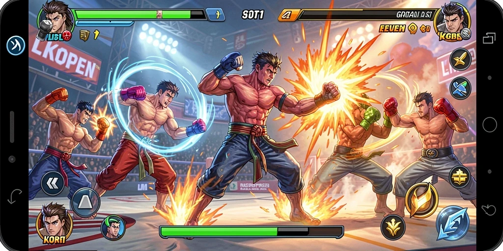 Gameplay seru LKOPEN dengan pertarungan penuh aksi.