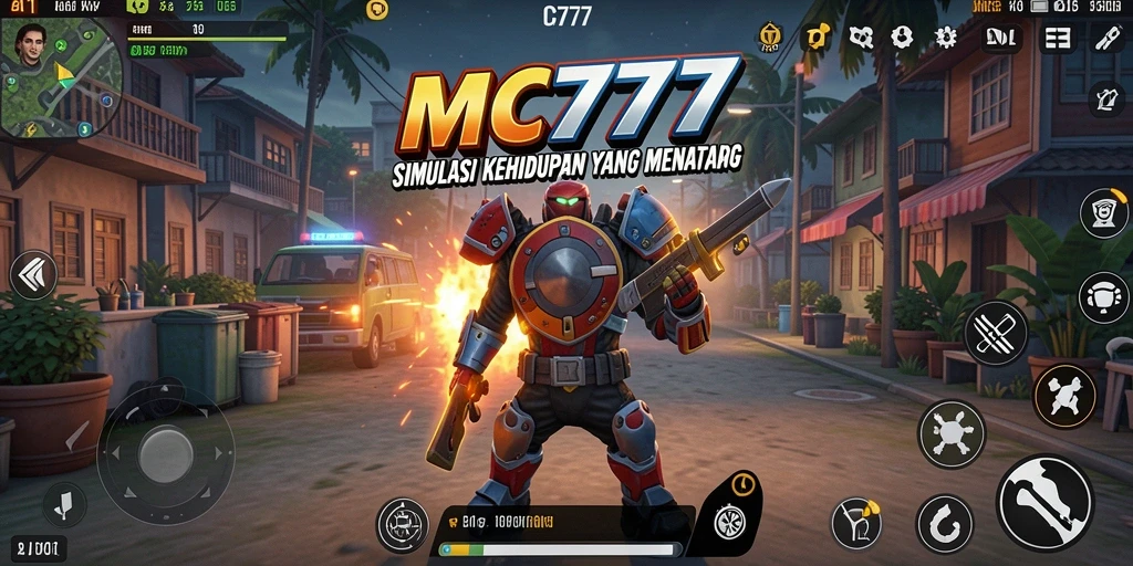 Tampilan gameplay MC777 dengan karakter yang berinteraksi.