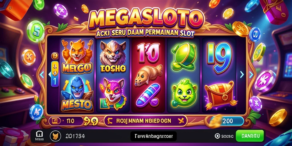 Tampilan gameplay MEGASLOTO dengan aksi slot yang menegangkan.