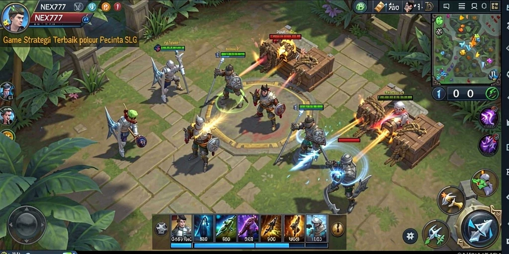 Tangkapan layar gameplay <strong>NEX777</strong> yang menunjukkan aksi pertempuran seru dan strategi mendalam.