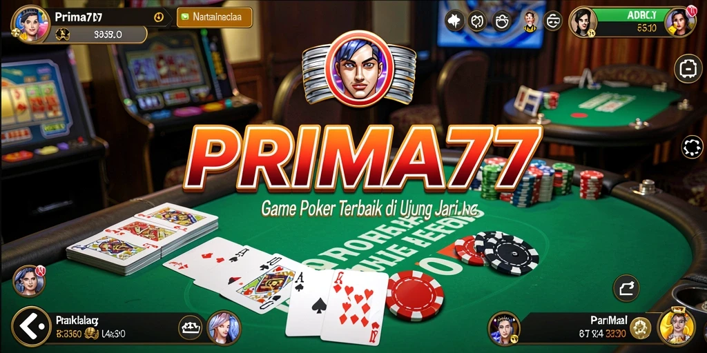 Screenshot permainan Poker di PRIMA77 menampilkan suasana kompetitif yang seru.