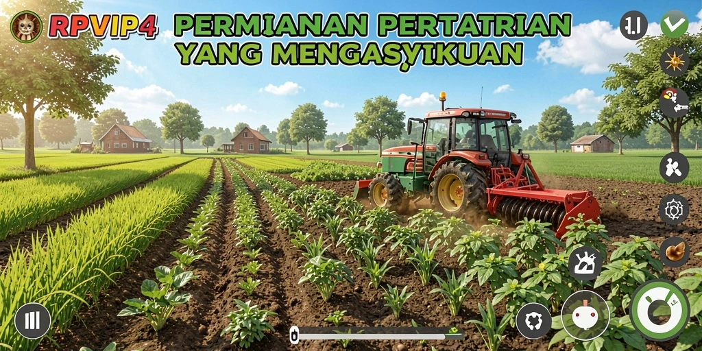 Screenshot RPVIP4 menunjukkan suasana ladang pertanian yang indah.