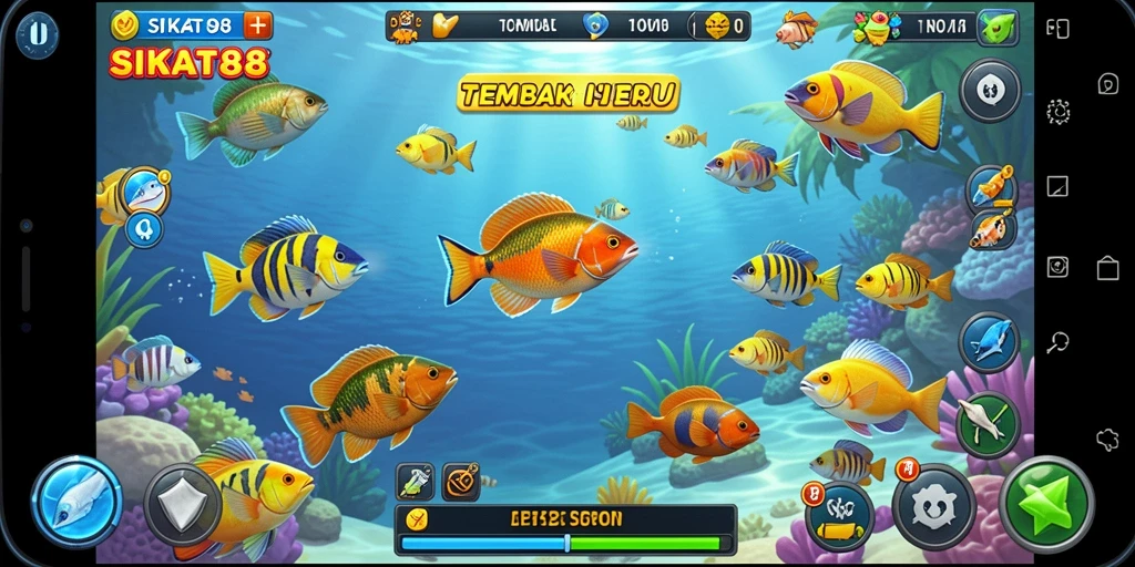 Tampilan gameplay SIKAT88 menembak ikan yang seru dan penuh warna.