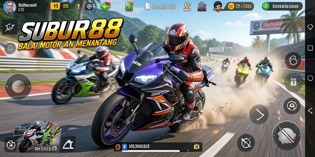 Gameplay mendebarkan balap motor di SUBUR88.