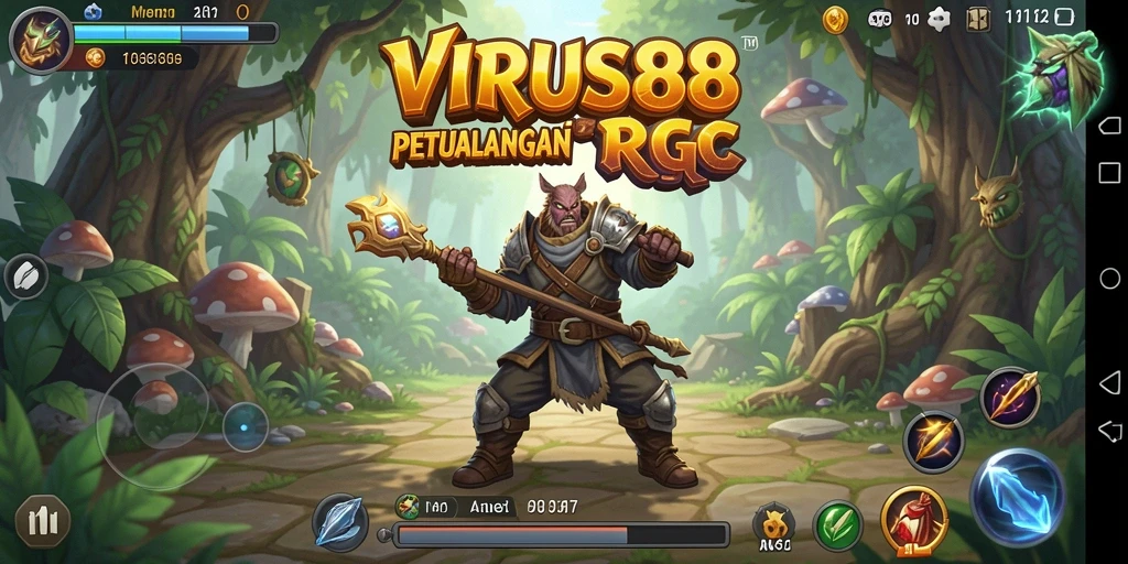 Tampilan gameplay <strong>VIRUS88</strong> dengan pertarungan seru dan eksplorasi dunia RPG.