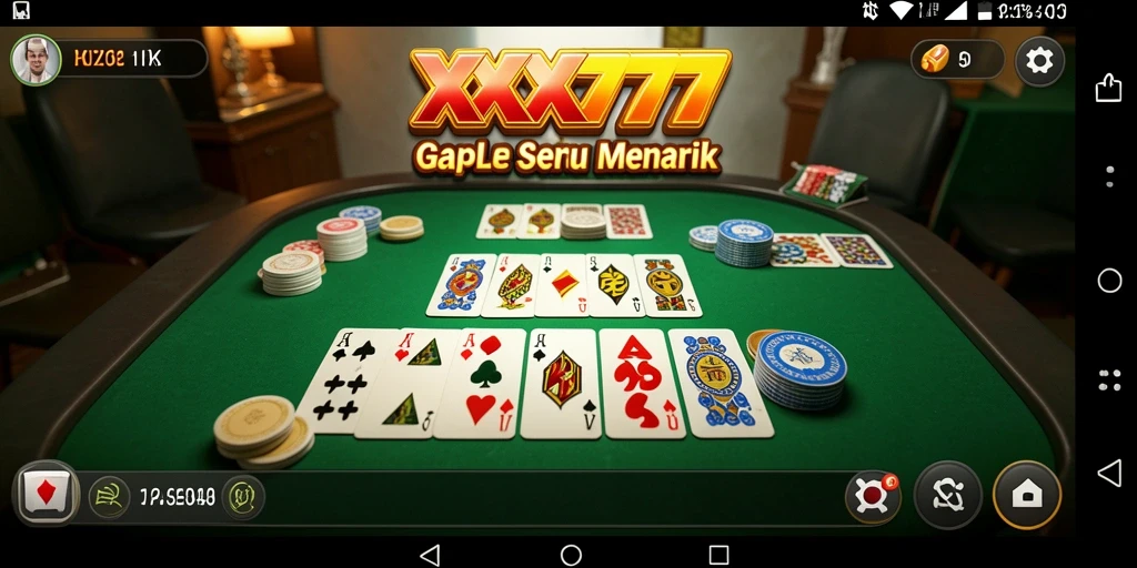 Screenshot utama XXX777 menampilkan pemain yang bersenang-senang bermain Gaple.